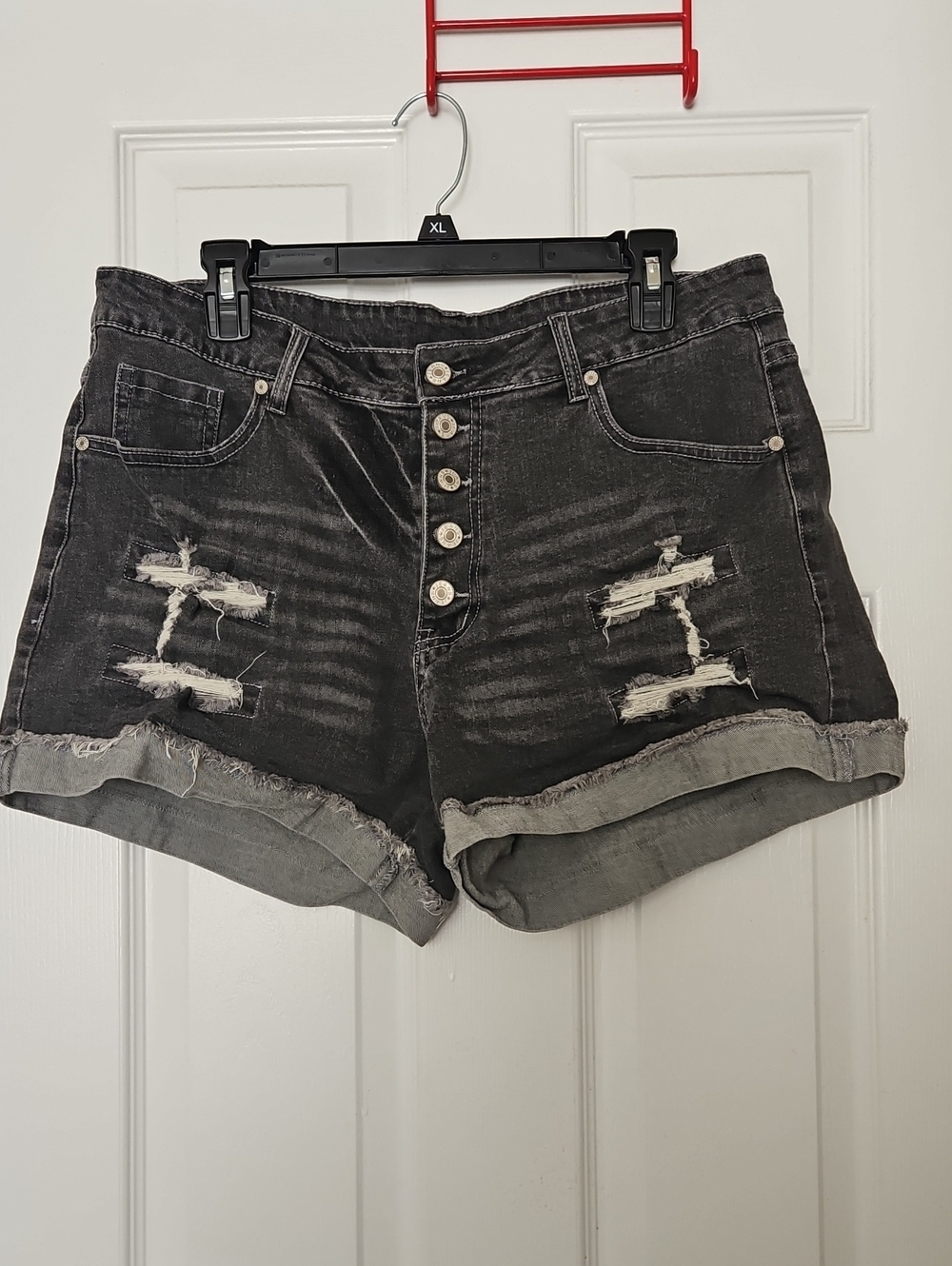 Black Distressed Denim Women’s Shorts